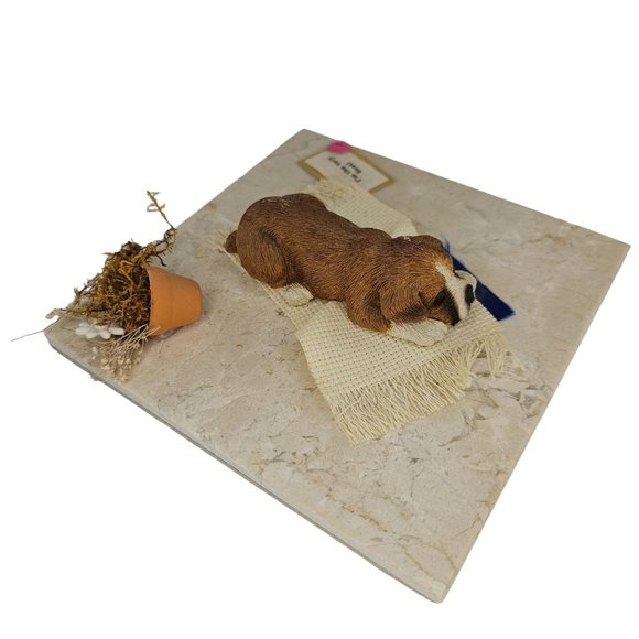 Vintage Sandicast Lil Snoozer Boxer Puppy On Tile - Picture 4 of 9